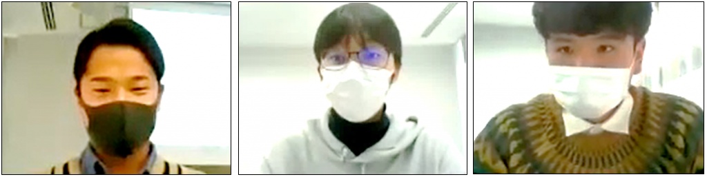 12月21日に報告してくれた学生3名です。詳細までじっくり説明してくれました。